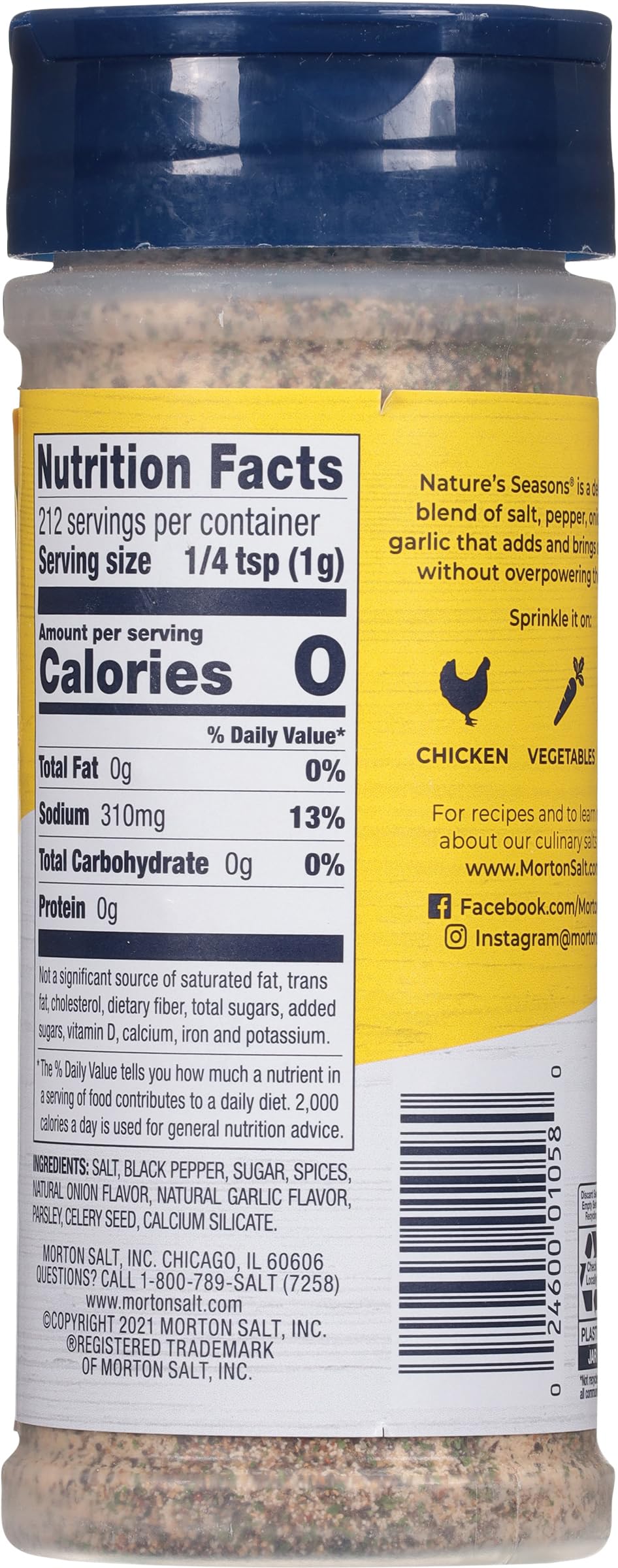 Morton Nature's Seasons no MSG badge visible for lighter, flavorful dishes.