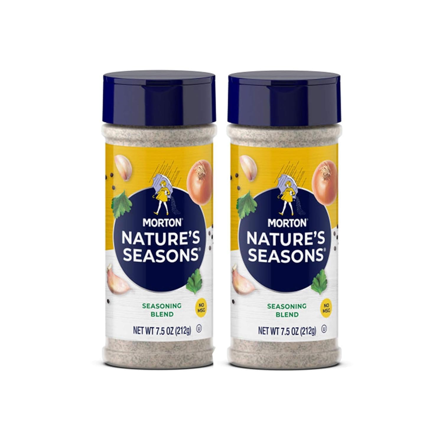 Morton Nature's Seasons seven-point-five-ounce bottle front view, versatile no-MSG seasoning for lighter meals.