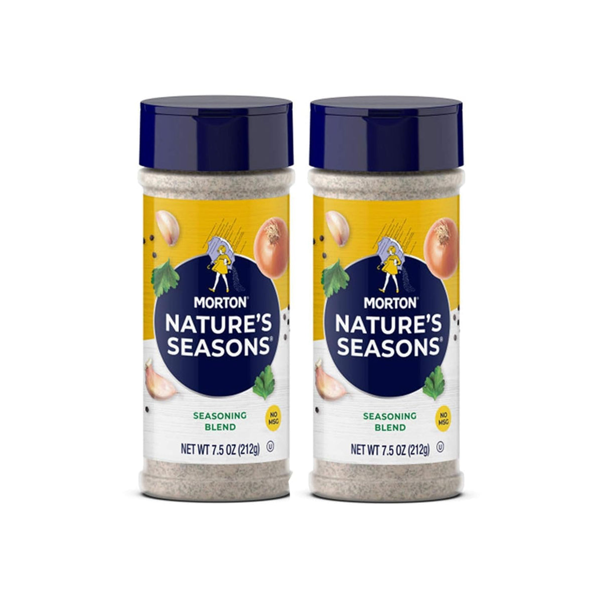 Morton Nature's Seasons seven-point-five-ounce bottle front view, versatile no-MSG seasoning for lighter meals.