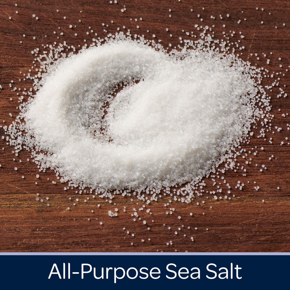 Morton salt storage round keeps crystals fresh and accessible in the kitchen.
