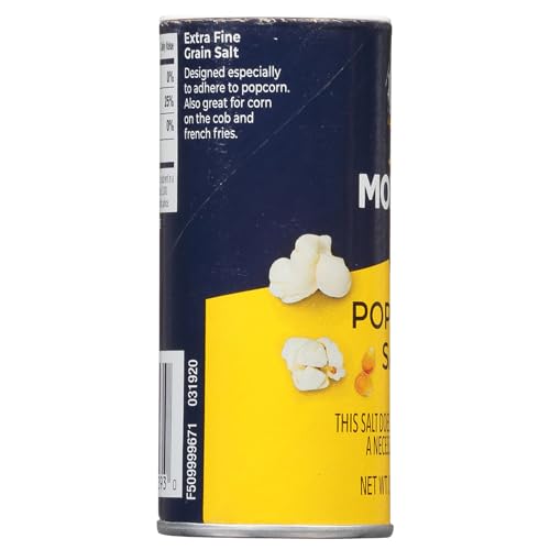 Morton Popcorn Salt extra-fine grains cling to kernels