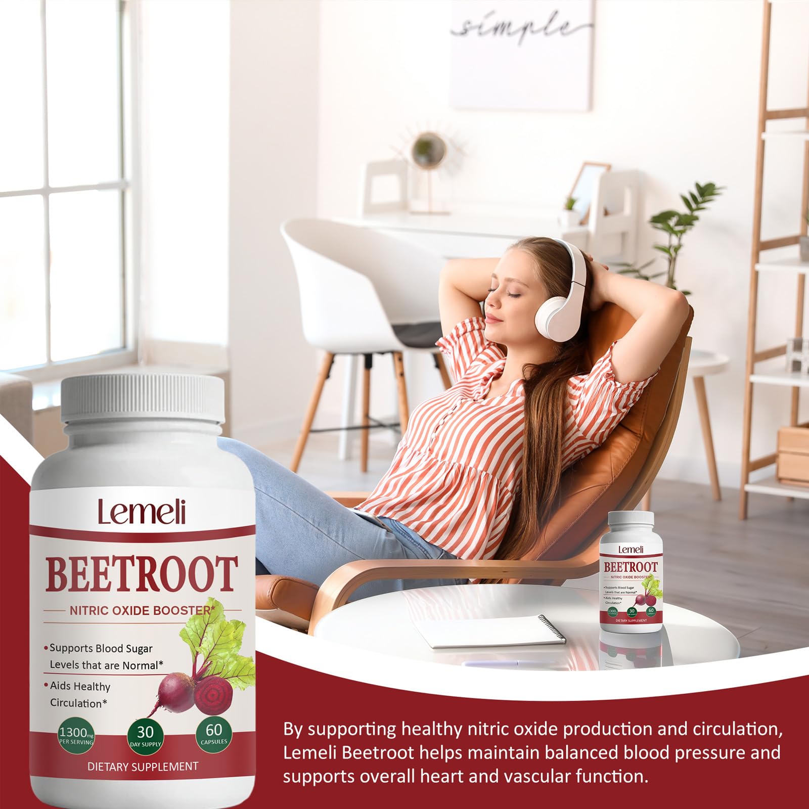 Morvyn Lemeli Beetroot capsules in water for easy intake.