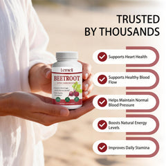 Morvyn Lemeli Beetroot capsules label highlights ingredients.