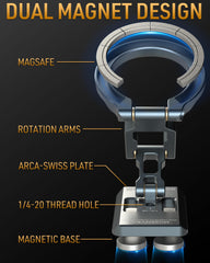 MOSENVKA stand with 360° rotation for optimal angle during calls or videos.
