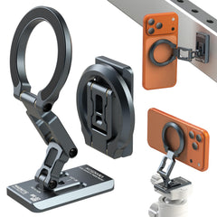 MOSENVKA dual magnetic stand base mount on metal surface for secure hands-free viewing.