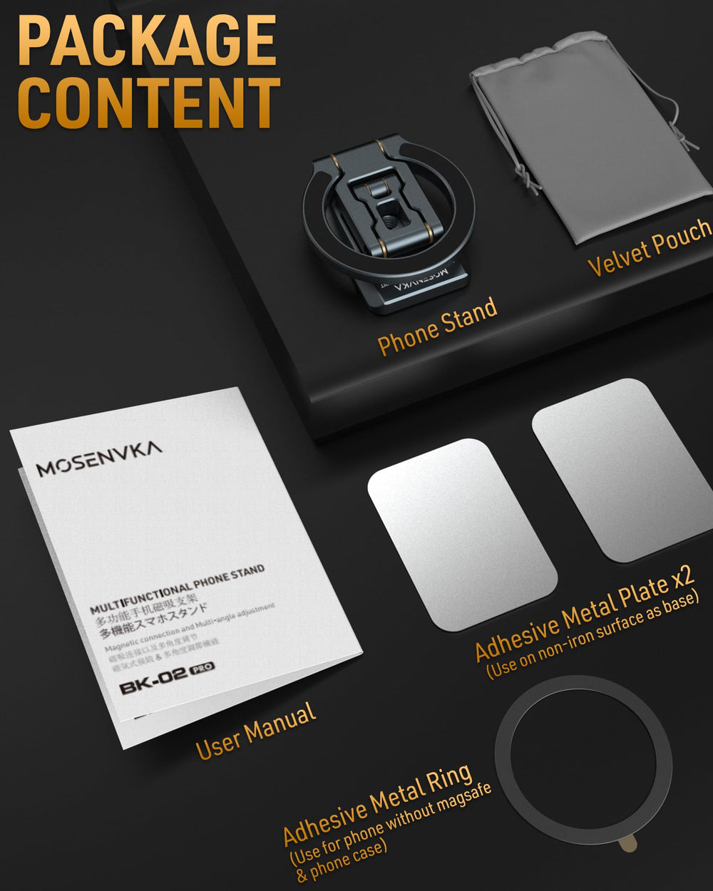 MOSENVKA multi-surface design works on car dashboards, gym equipment, or golf carts.