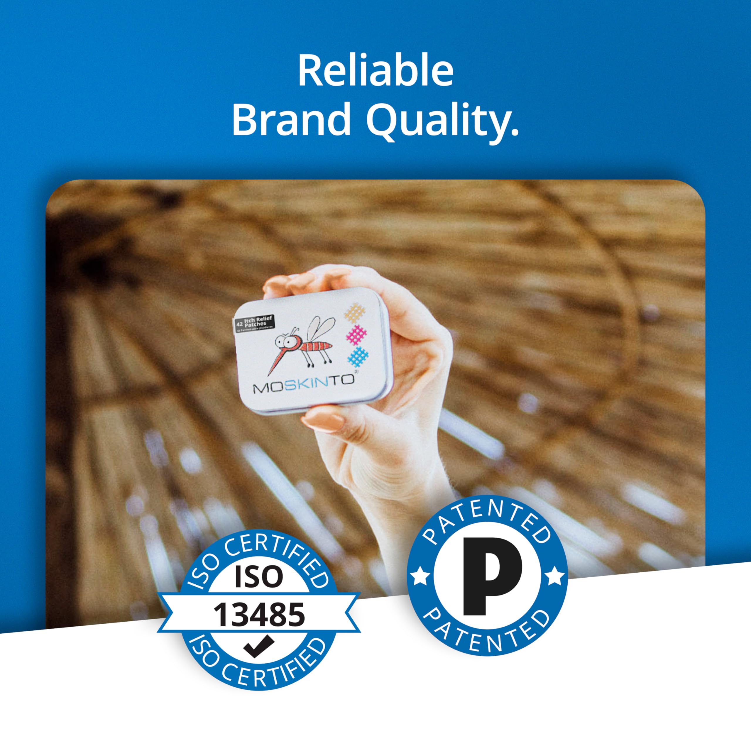 Unscented, latex-free Moskinto patch suitable for sensitive skin