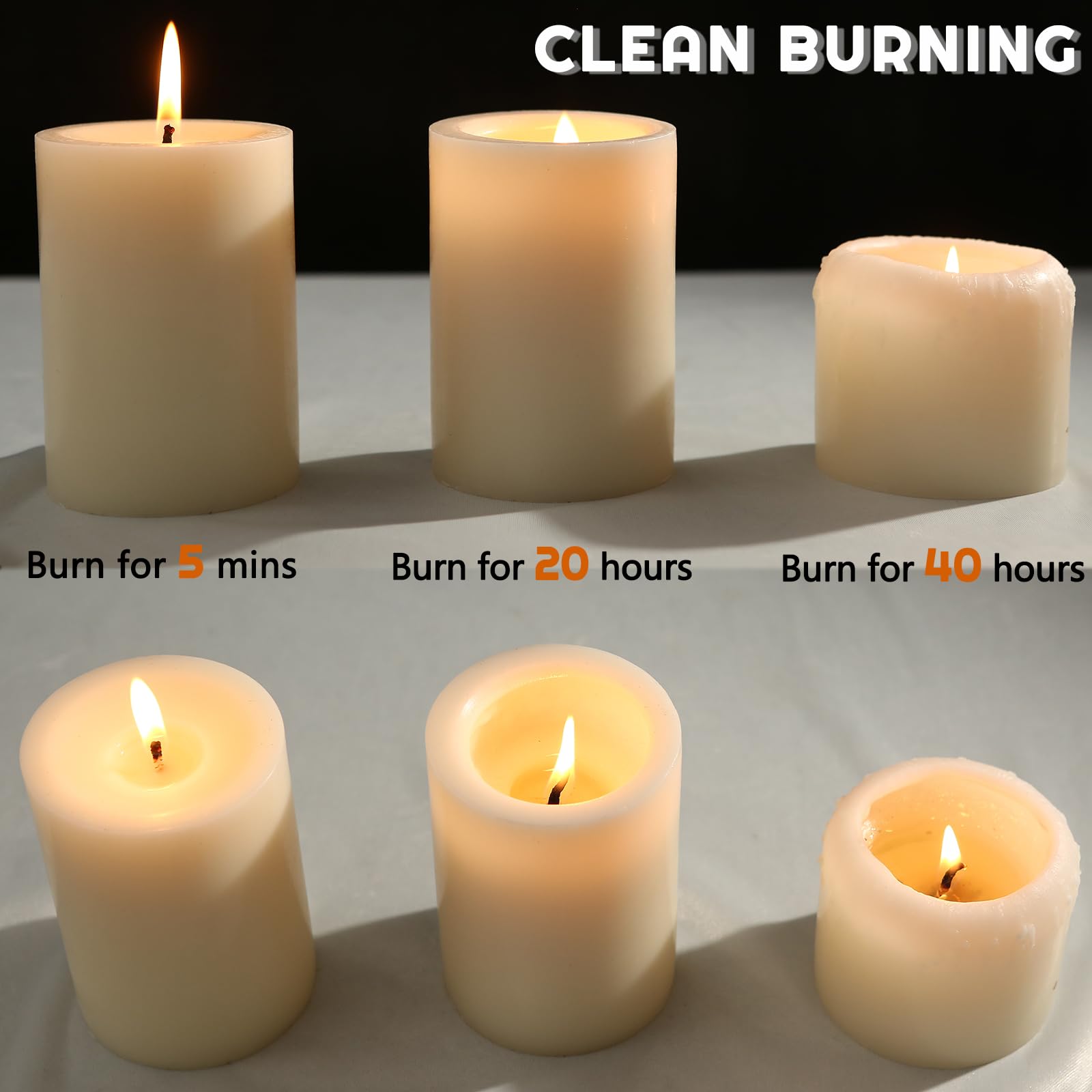 MOSROAD 50-hour burn pillar candles for longer gatherings.