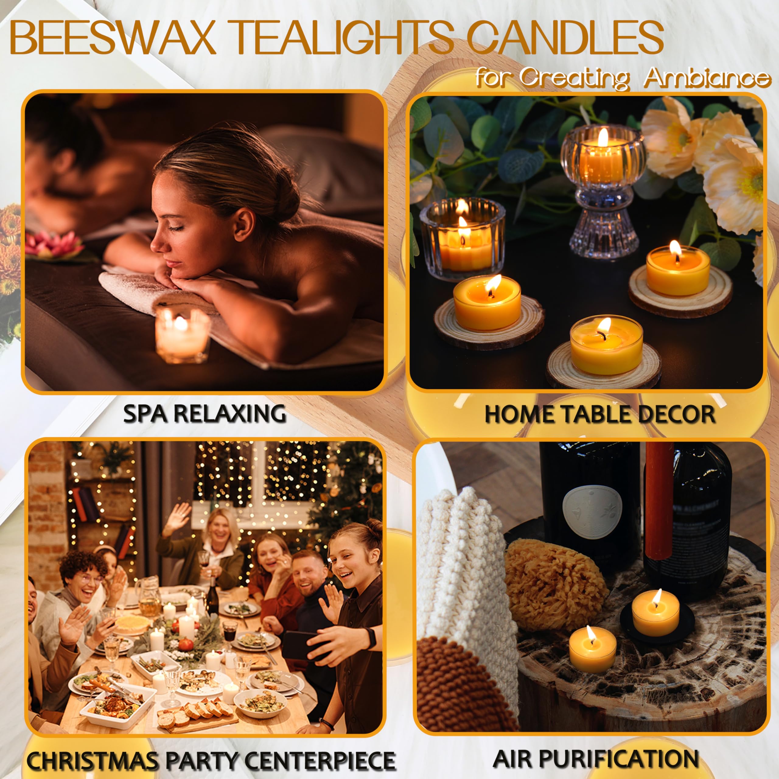 MOSROAD smokeless flame beeswax tealight reduces smoke during use
