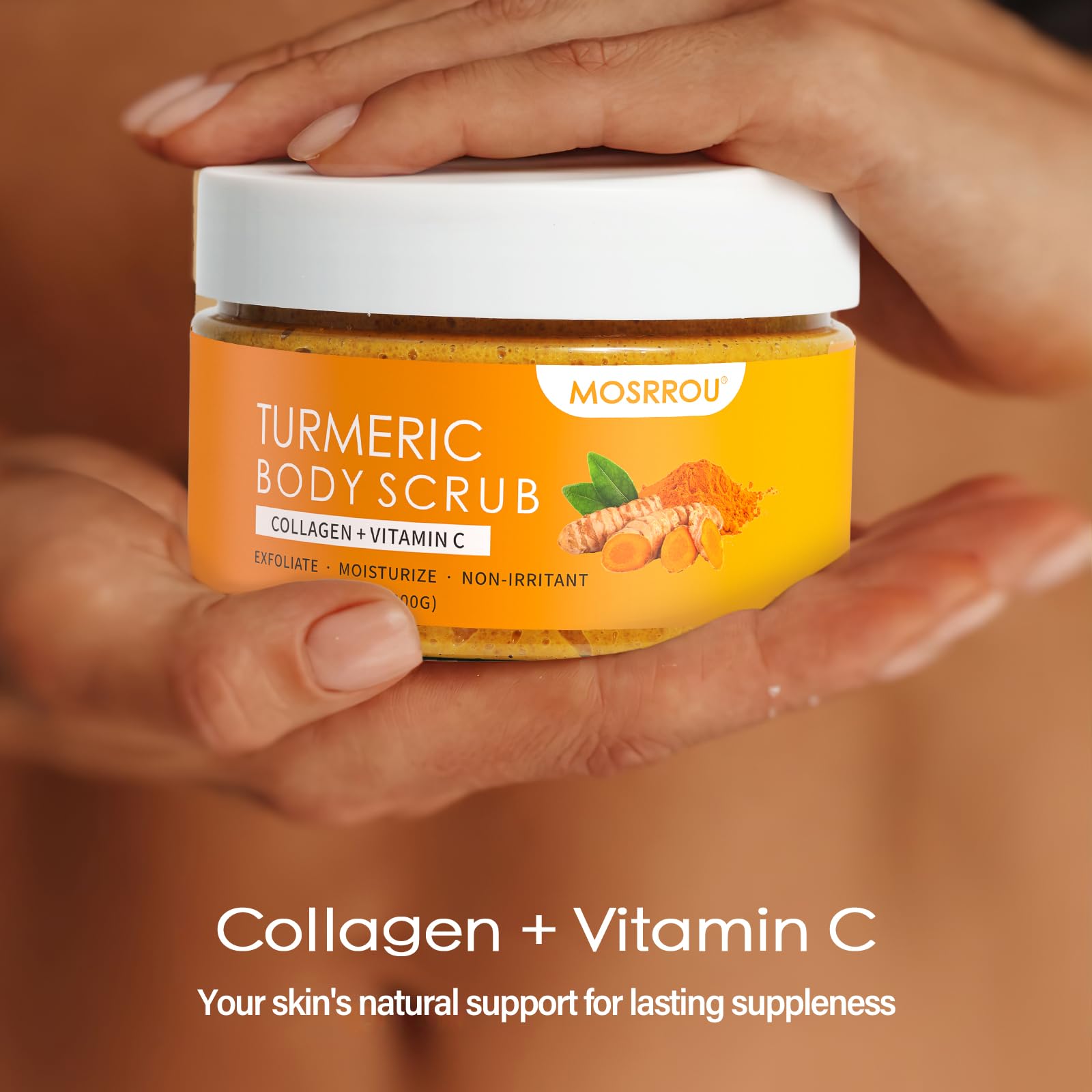 Applying MOSRROU Turmeric Scrub to bikini area for smooth skin