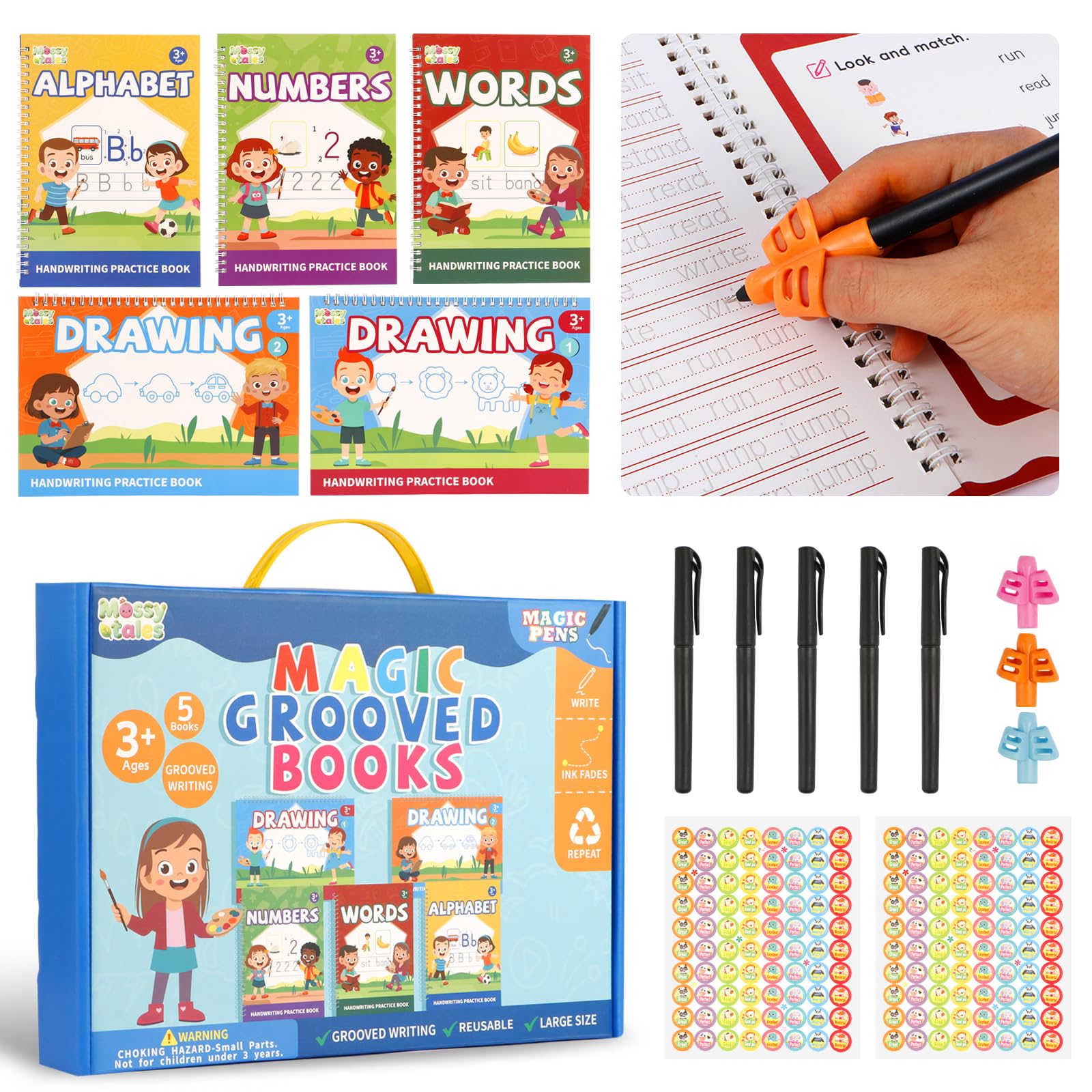 Mossytales Magic Grooved Book Cover offers a durable practice surface for handwriting.