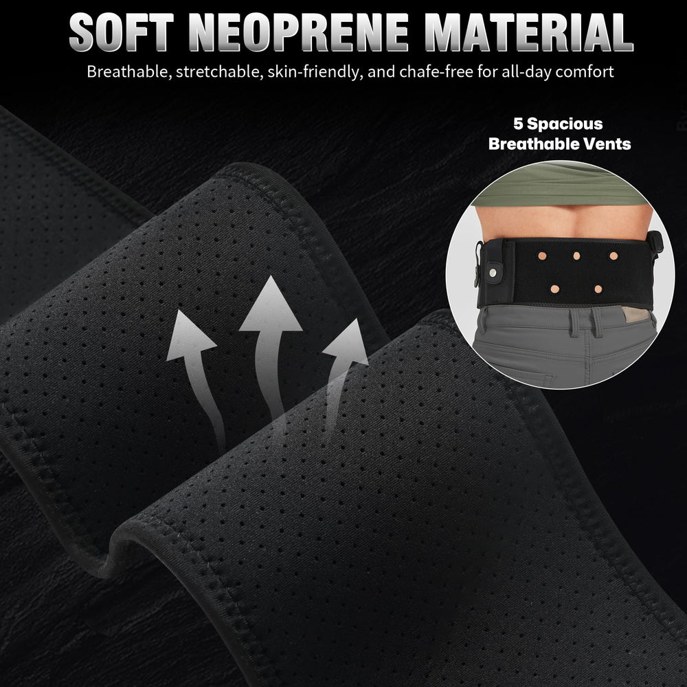 Mostcomtac belly band holster breathes with vented neoprene for cool wear.