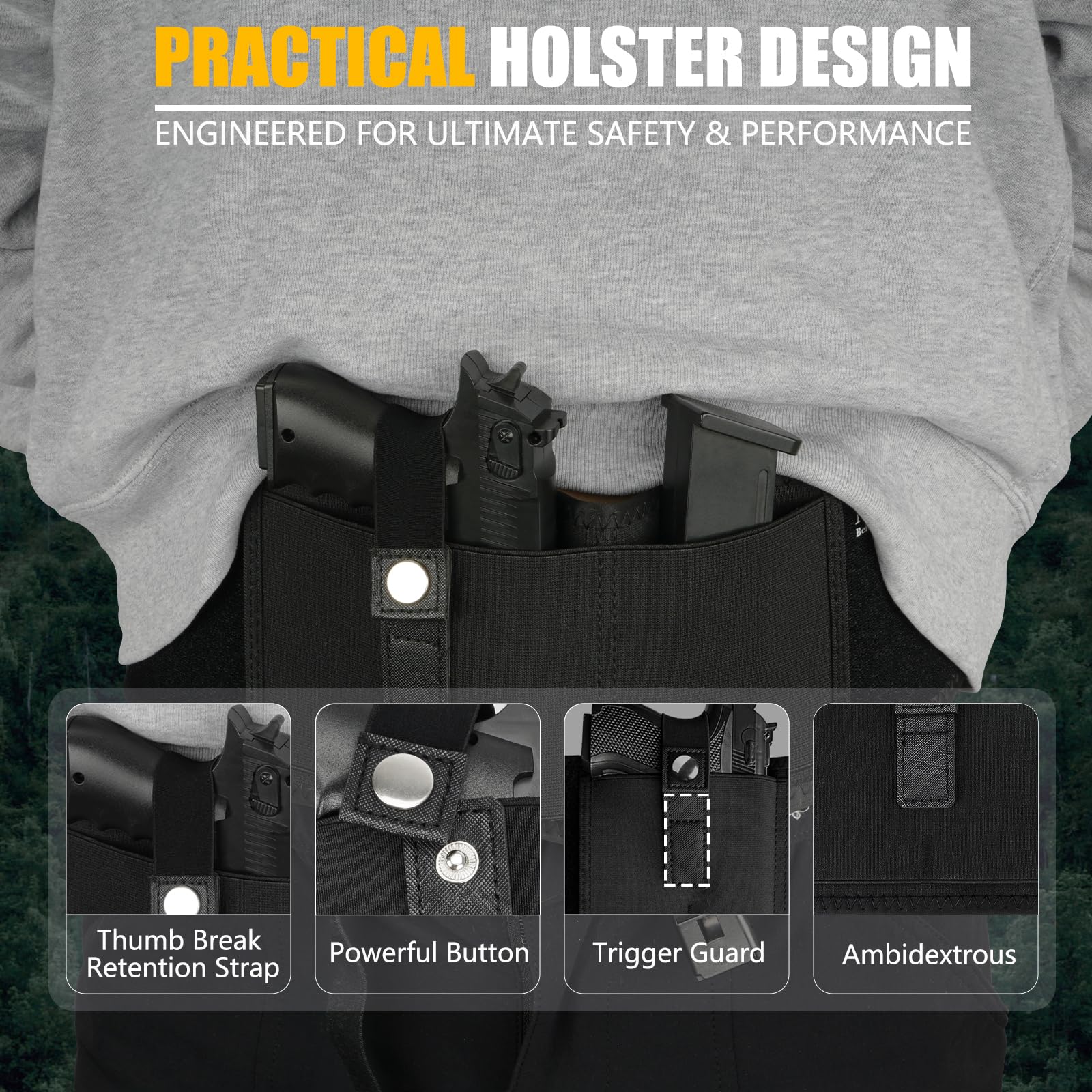 Mostcomtac Belly Band Holster uses breathable neoprene for all-day comfort.