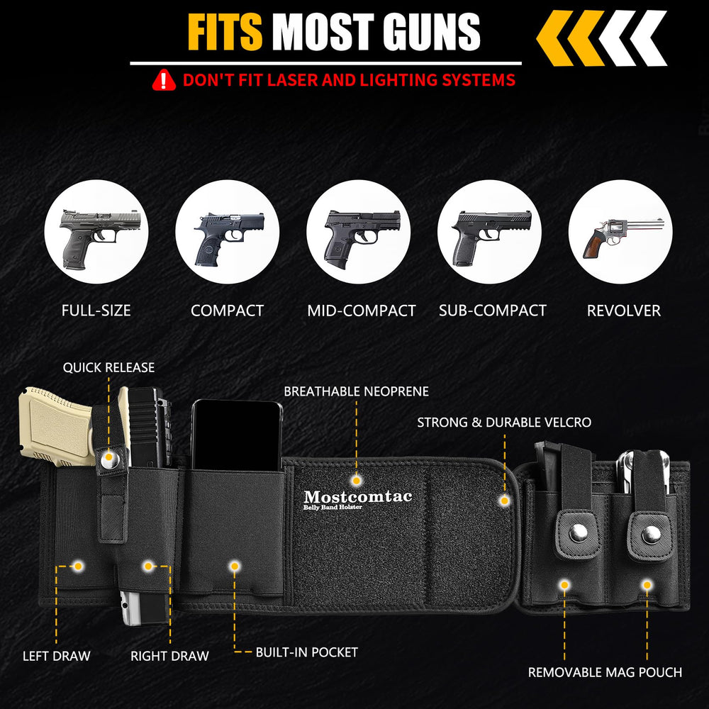 Mostcomtac Belly Band Holster features retention buckle for quick draws.