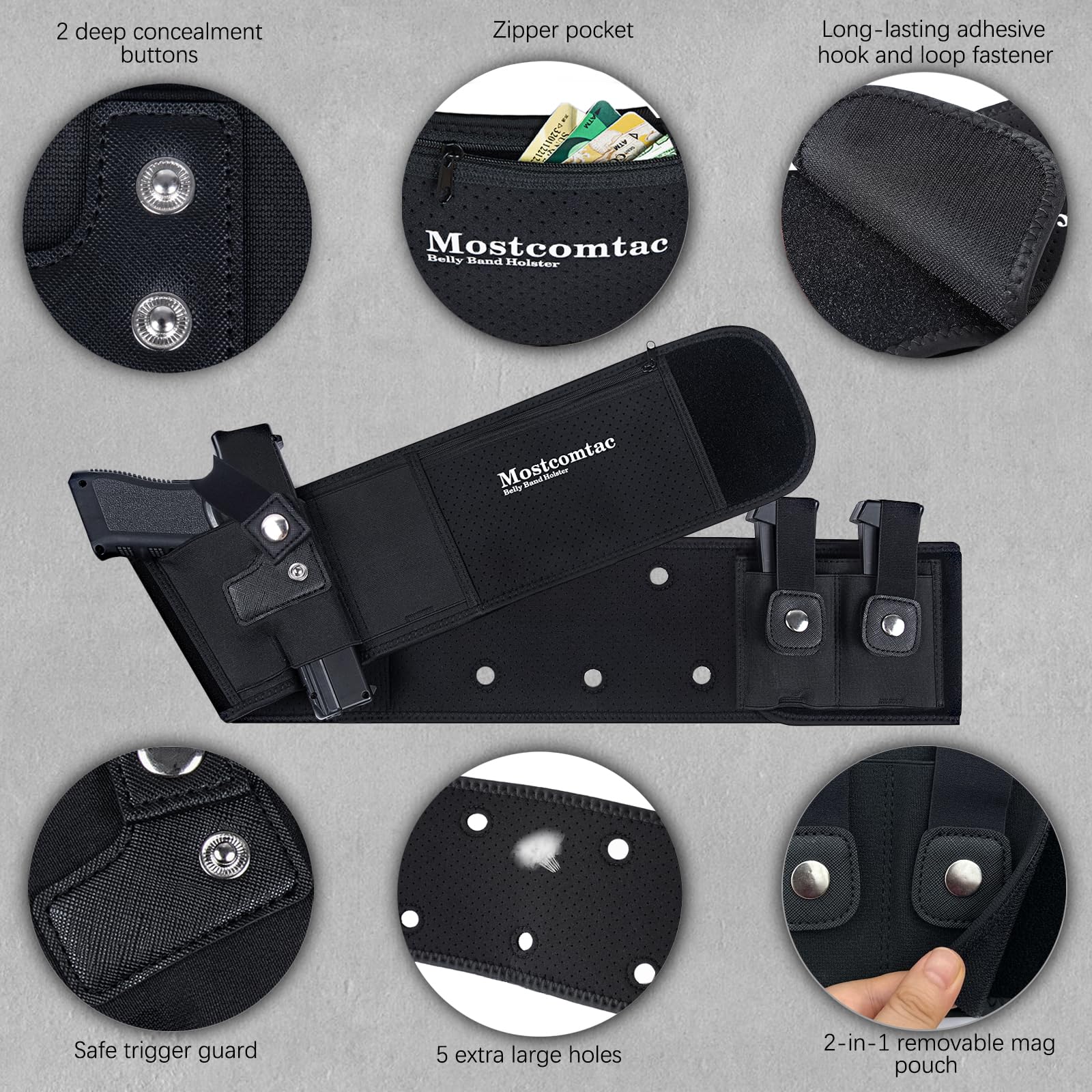 Mostcomtac belly band holster soft neoprene for comfortable all-day wear
