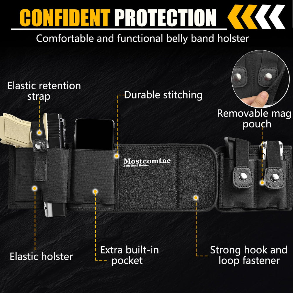 Mostcomtac belly band holster neoprene texture close-up showing flexible material.
