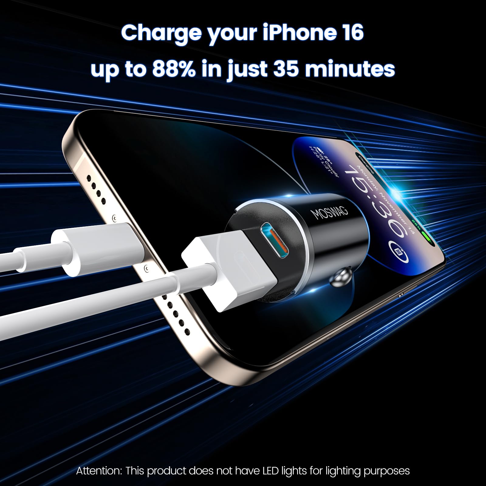 MOSWAG hidden design fits inside tight outlets without protruding