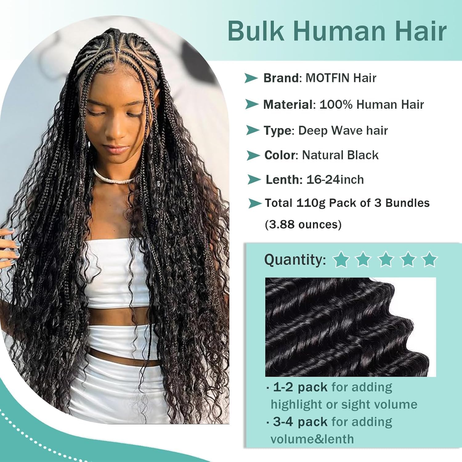 MOTFIN durable, long-lasting hair for everyday or special occasion braids