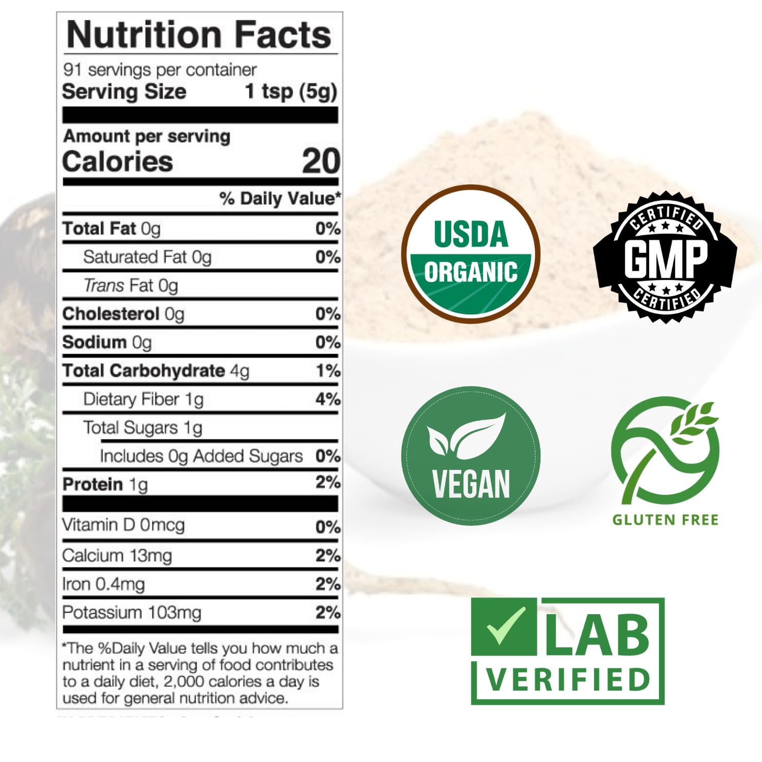 Mother Nature Organics 16oz bag of Black Maca Root Powder, a convenient pre-workout option.