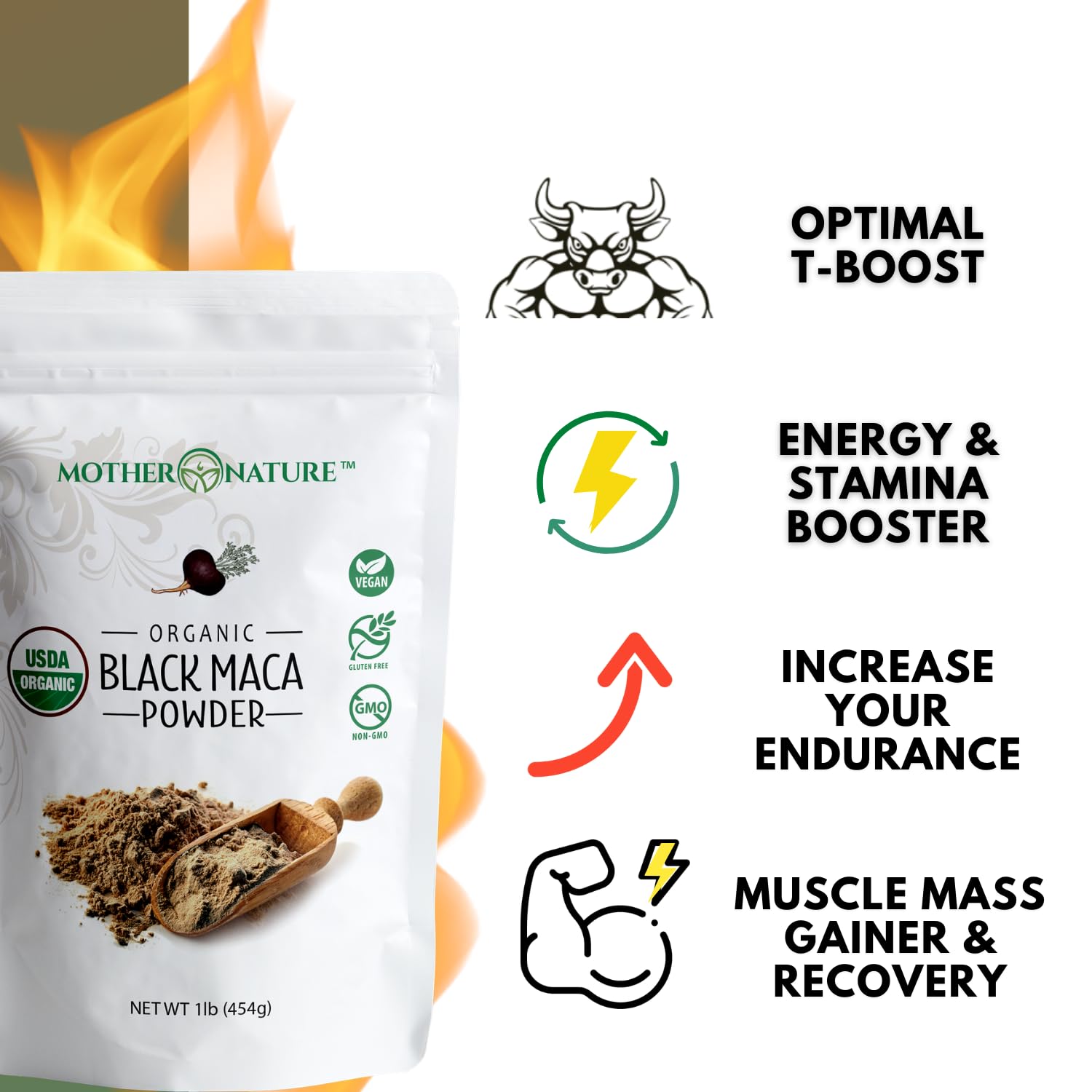 Mother Nature Organics Maca powder poured into smoothie for energy after training.