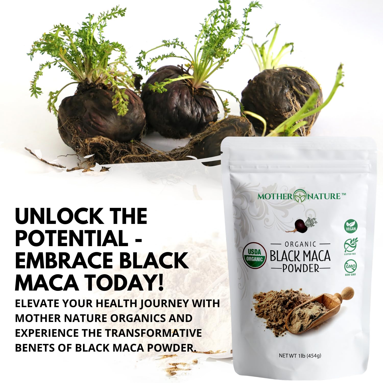 Mother Nature Organics Maca powder dissolves easily in beverages for daily routine.