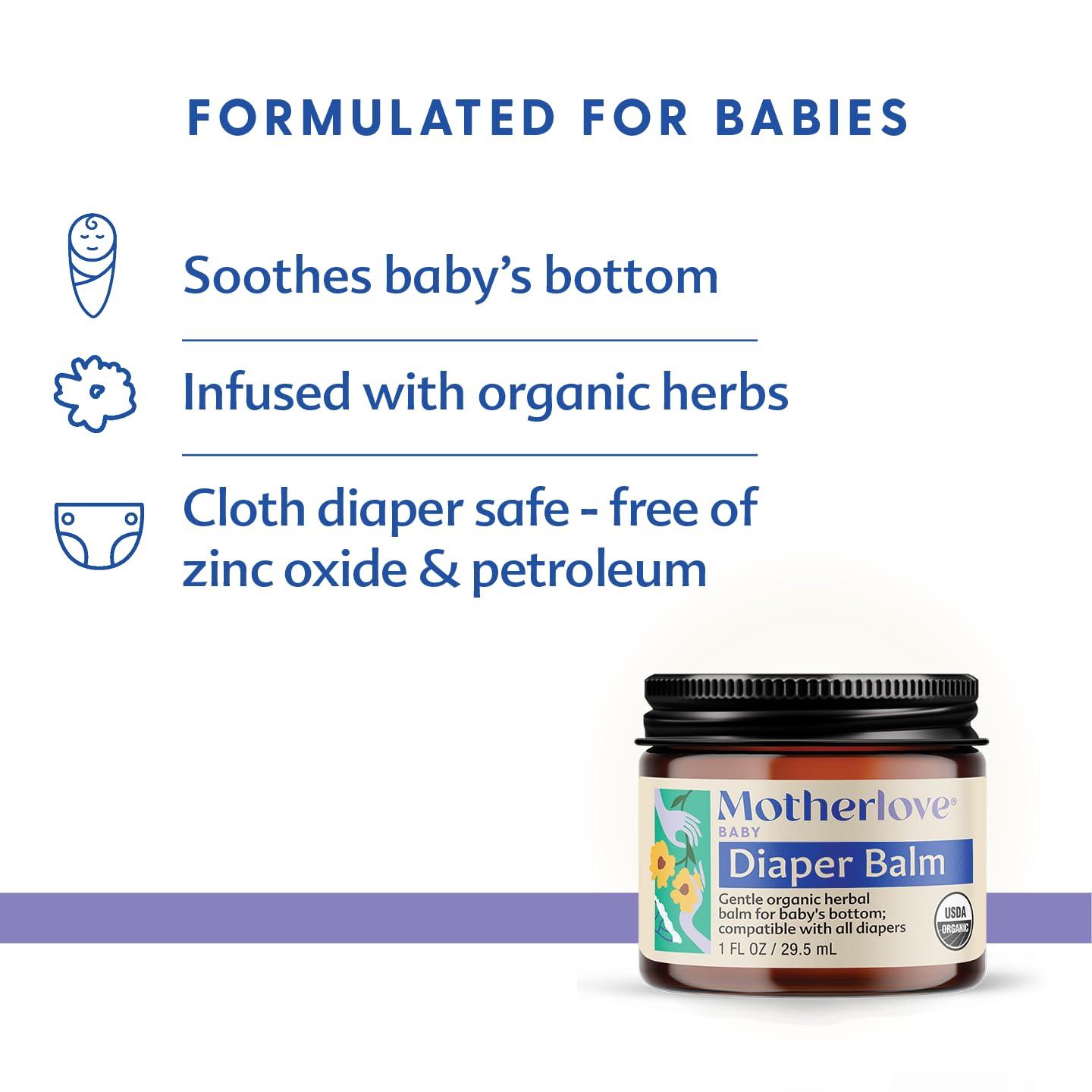 Applying Motherlove Diaper Balm to a baby’s skin for gentle care.