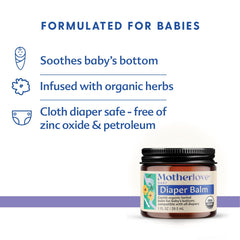 Applying Motherlove Diaper Balm to a baby’s skin for gentle care.