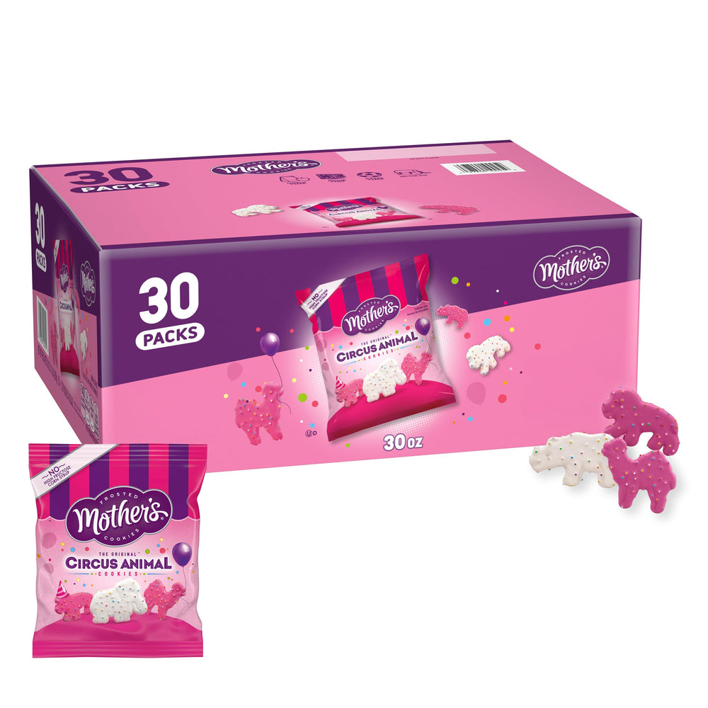 Mother's Circus Animal Cookies pack front showing 30 individually wrapped bags