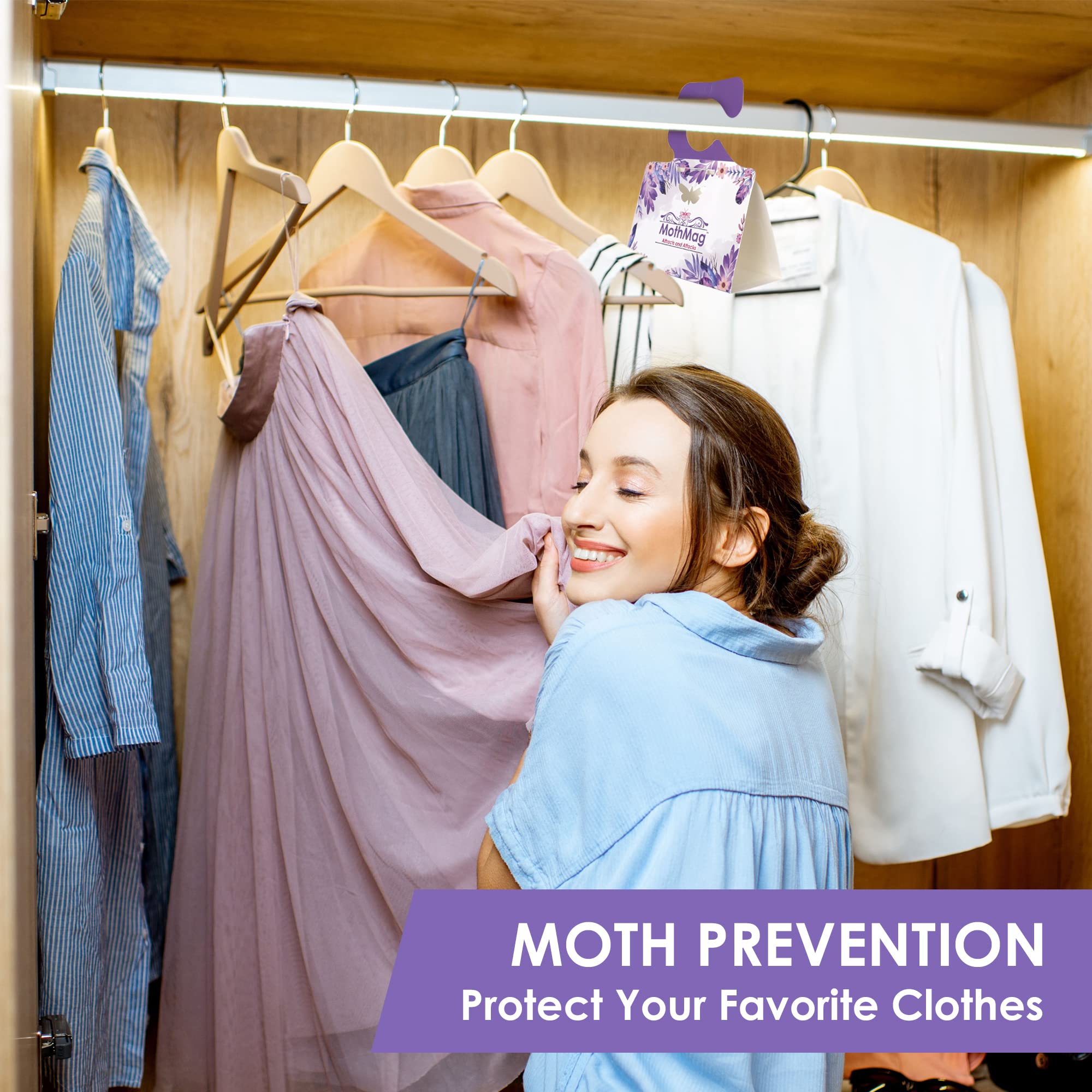 MothMag 6-pack packaging shown, convenient for multiple closets and areas.