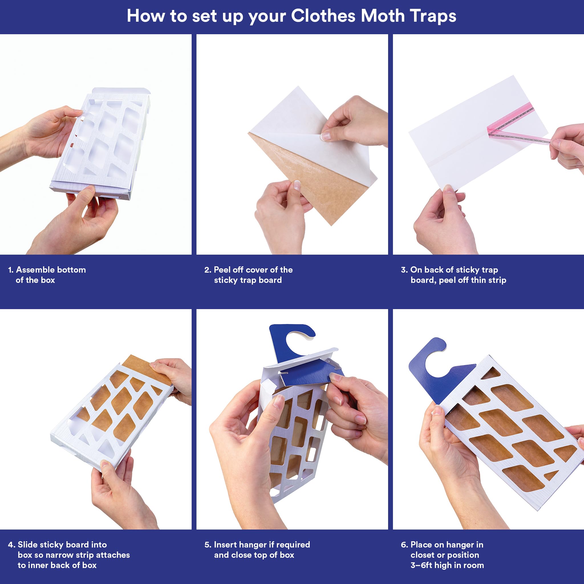 MothPrevention quick setup trap demonstrates 1-2-3 installation.