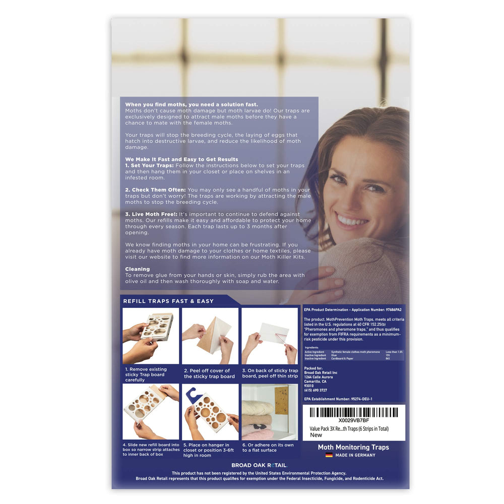 MothPrevention refill strip installed on trap, odor-free protection for cashmere.