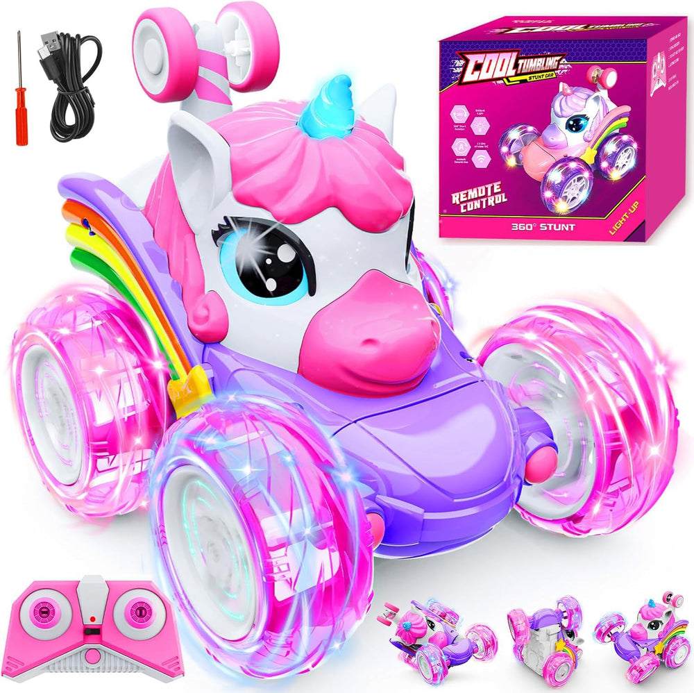 Motivekit Unicorn RC car in pink, ideal for imaginative play and gifts.
