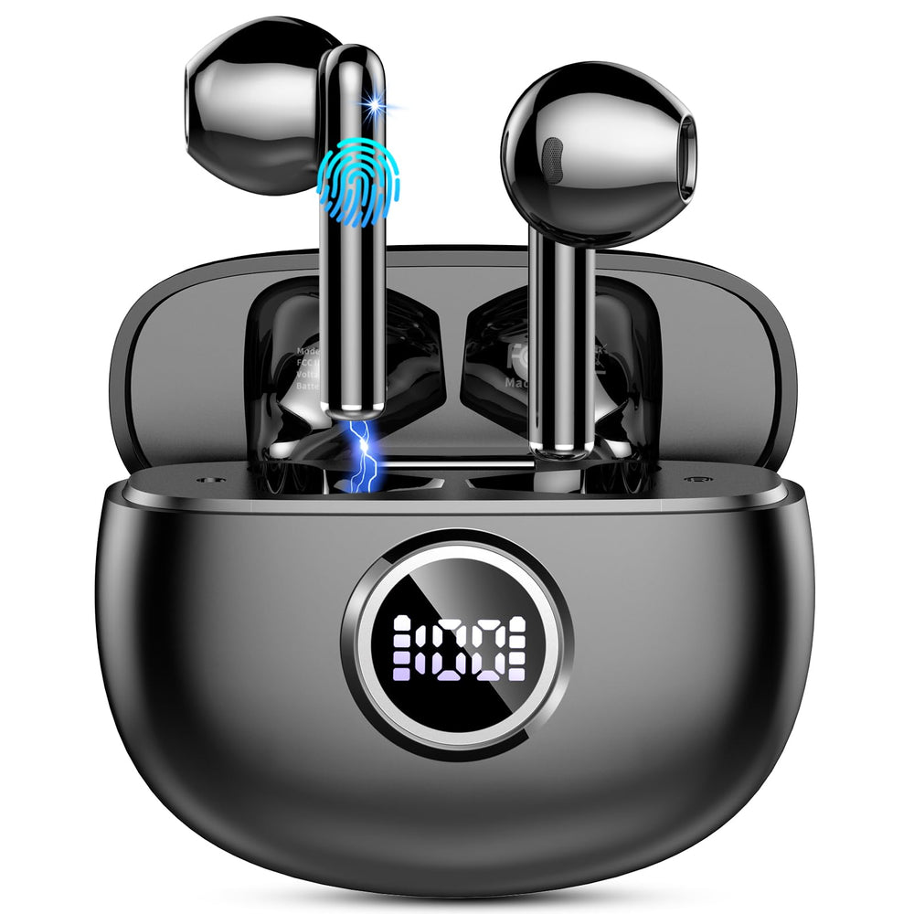 Motost wireless earbuds beside a compact charging case for portability.