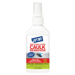 Motsenbocker's Lift Off caulk remover bottle ready to spray on multiple surfaces.
