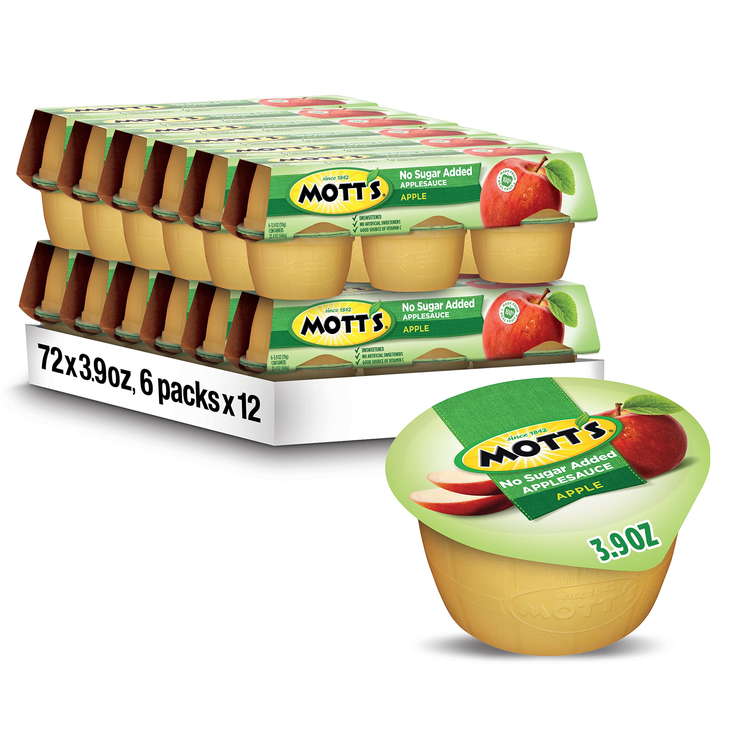 Mott's applesauce 3.9 oz clear cup in a lunchbox for quick snacking.