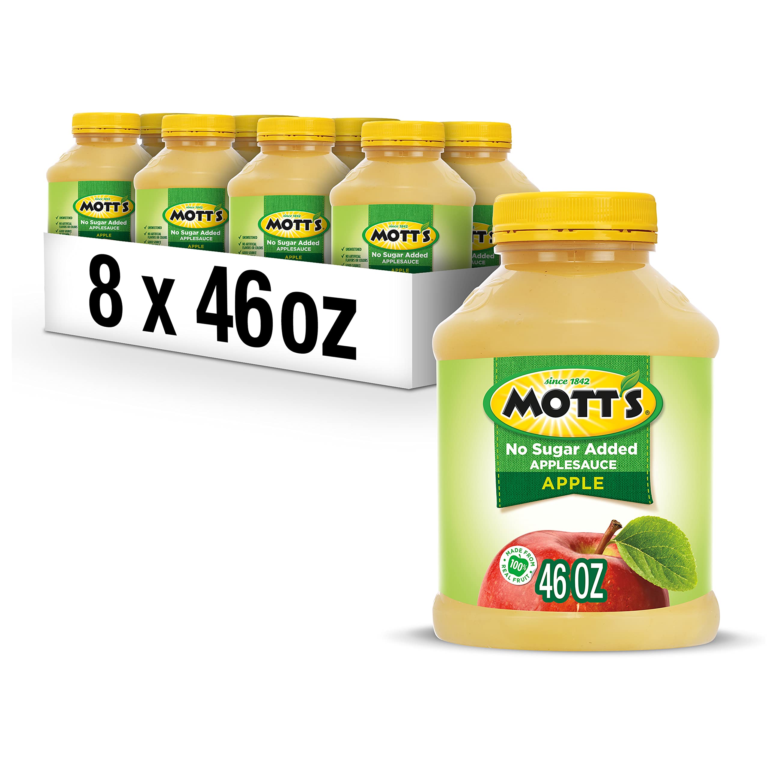 Motts applesauce 46-ounce jar pack on shelf for family snacking