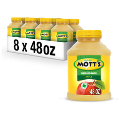 Mott's applesauce 48 oz jar front view, ideal for quick family snacks.
