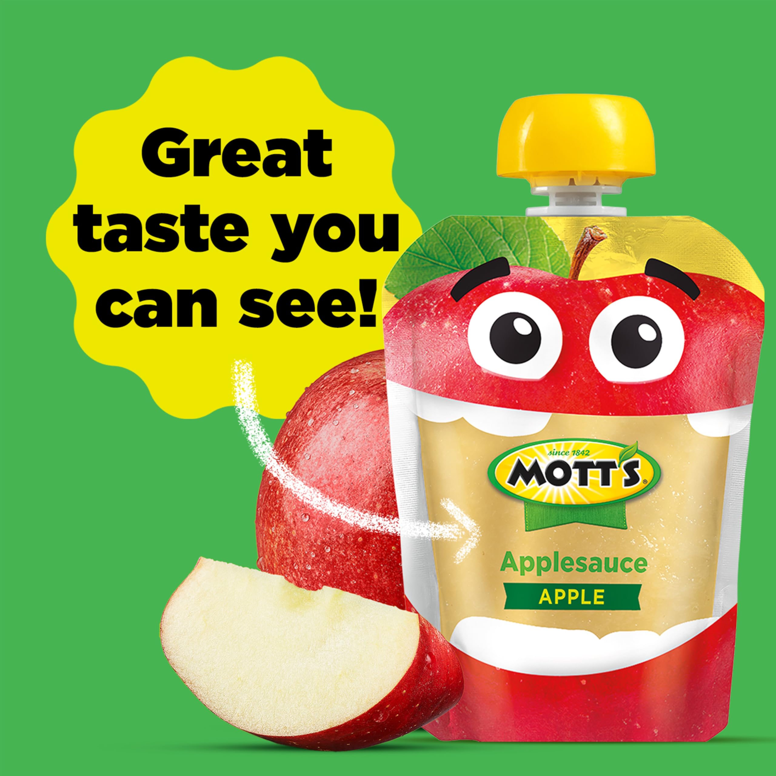 Mott's clear pouch on-the-go snack fits lunchboxes and busy day.