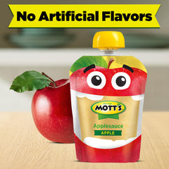 Mott's Applesauce ripe apple flavor delivers fruity satisfaction for lunchboxes.