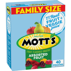 Mott's Assorted Fruit Snacks 40-count family pack, convenient for lunch boxes and on-the-go