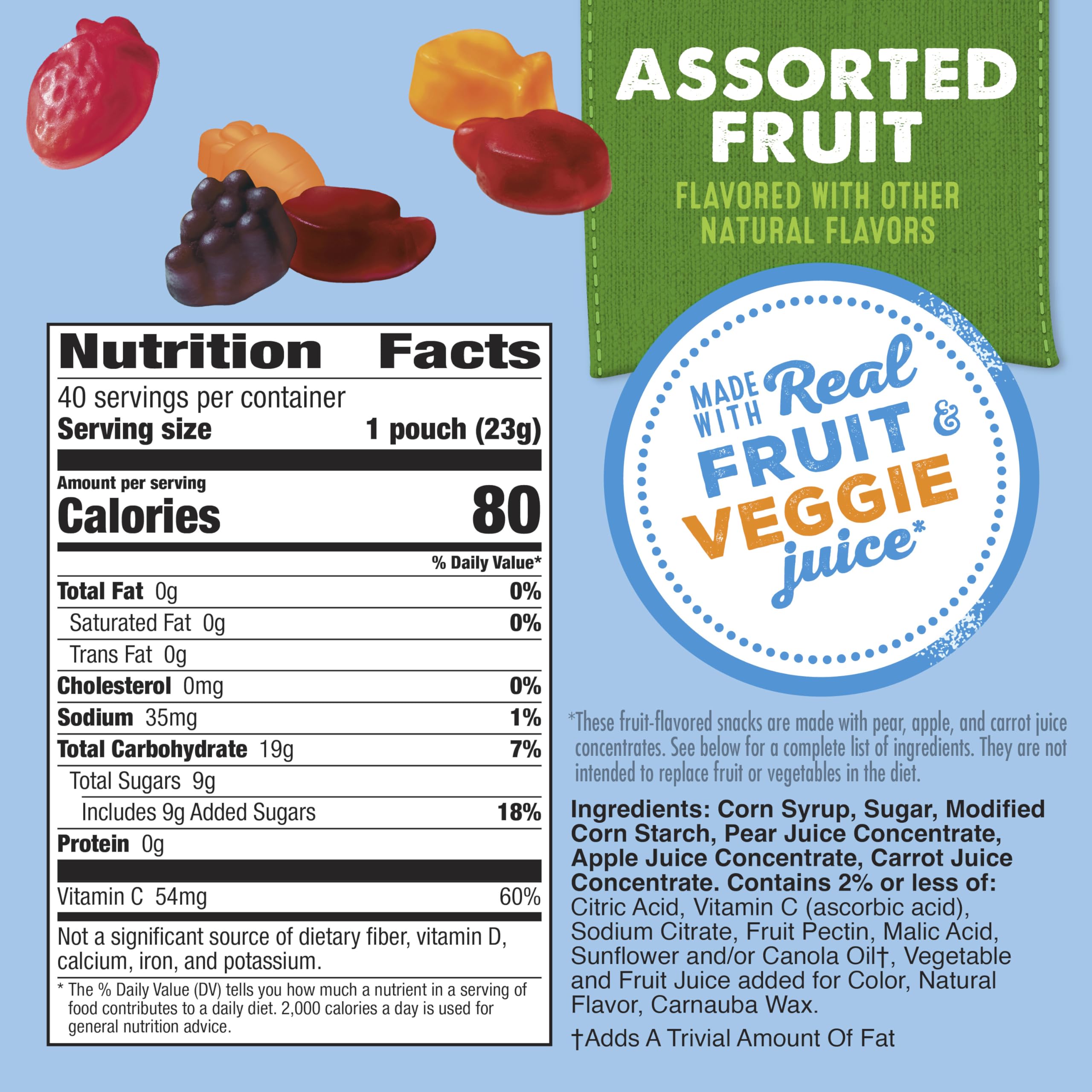 Mott's Assorted Fruit Snacks pouch open, easy access for kids snacking