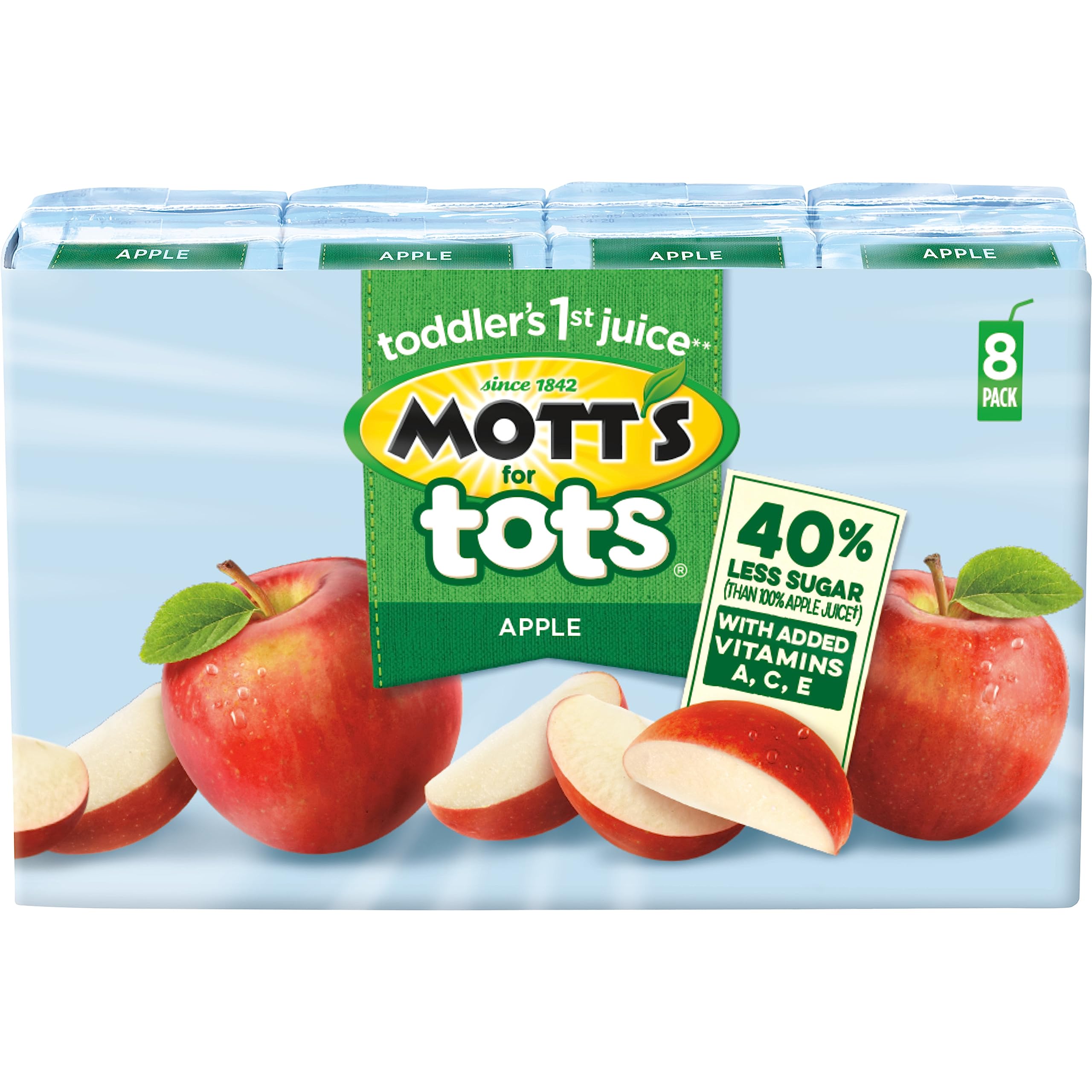 Gluten-free icon on the label appears on Mott's For Tots Apple packaging.