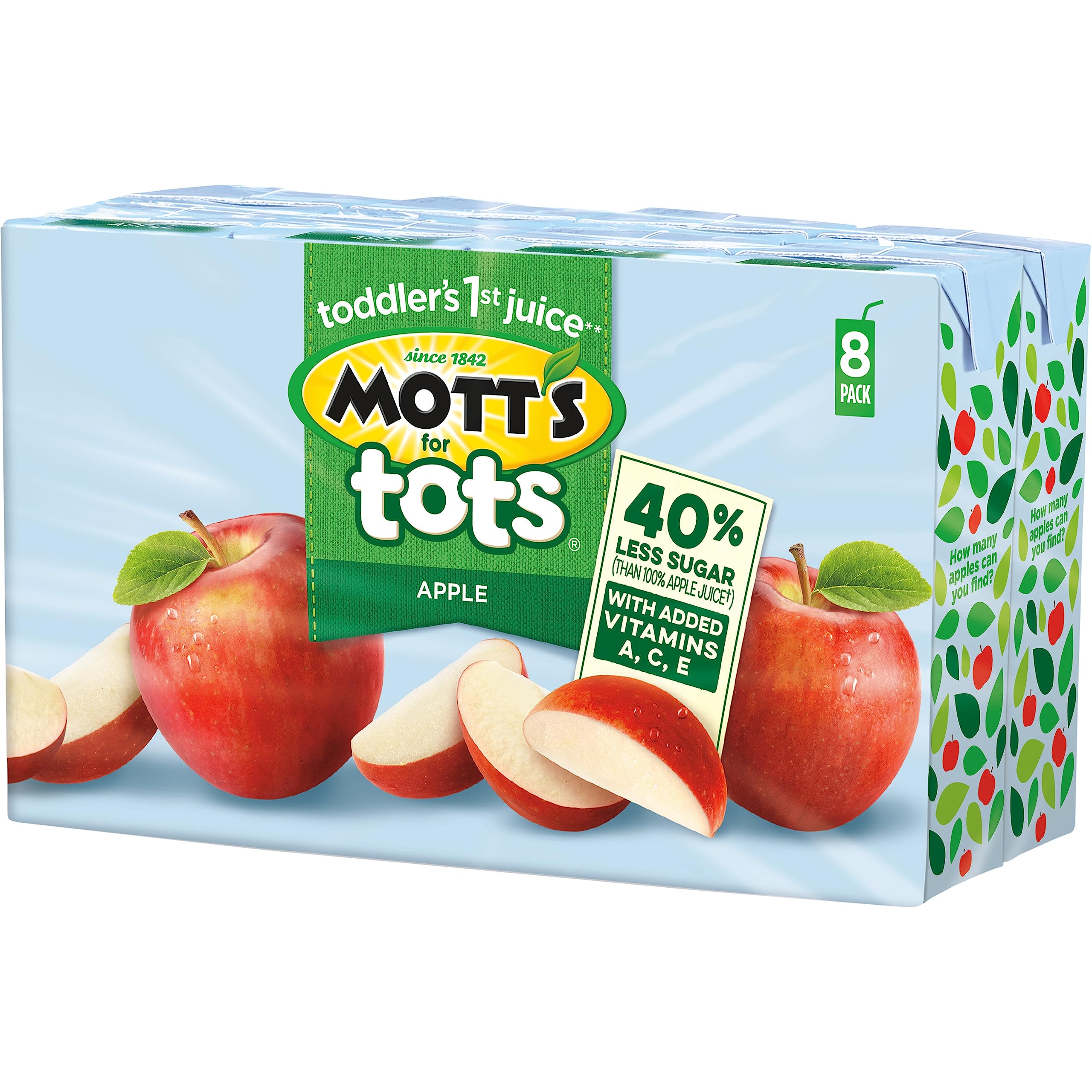 On-the-go snack time with Mott's For Tots Apple juice fits busy days.