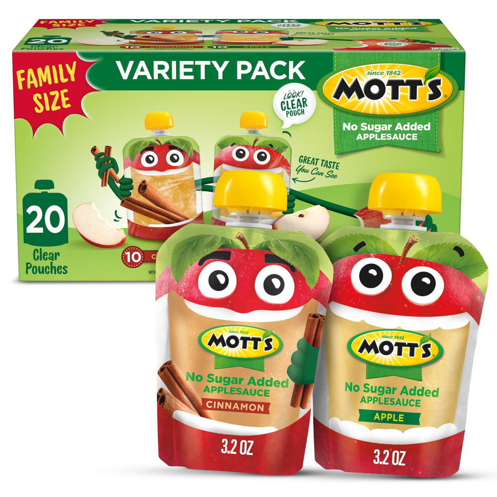 Mott's No Sugar Added Cinnamon pouch for on-the-go snack with real fruit flavor