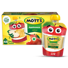 Mott's Original Applesauce 3.2 oz clear pouch for on-the-go snacking.