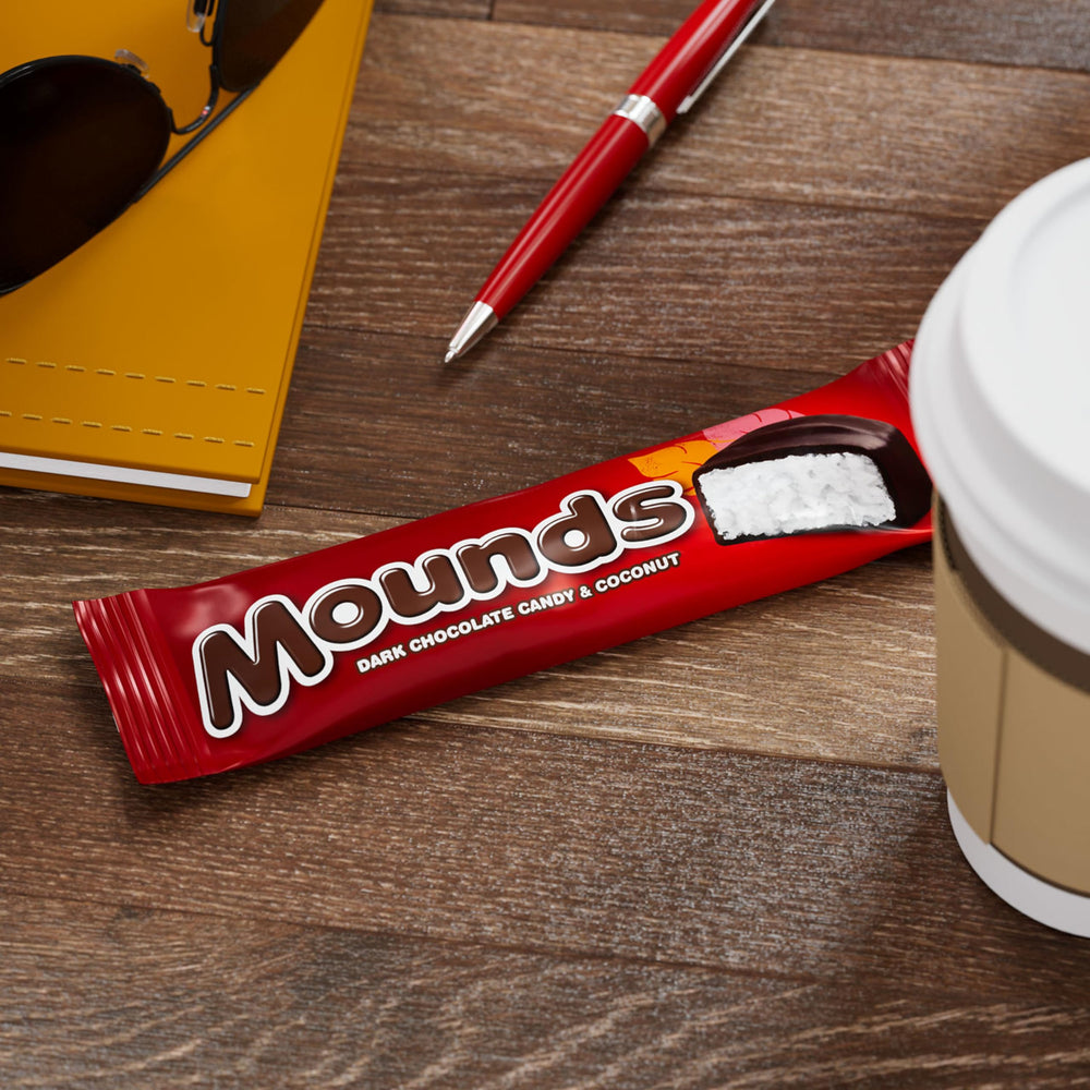 MOUNDS bulk candy box on a shelf for easy entertaining