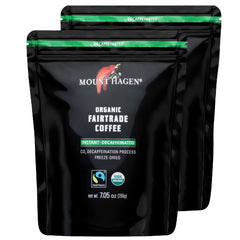 Mount Hagen instant decaf coffee pouch ready for quick caffeine-free cups.