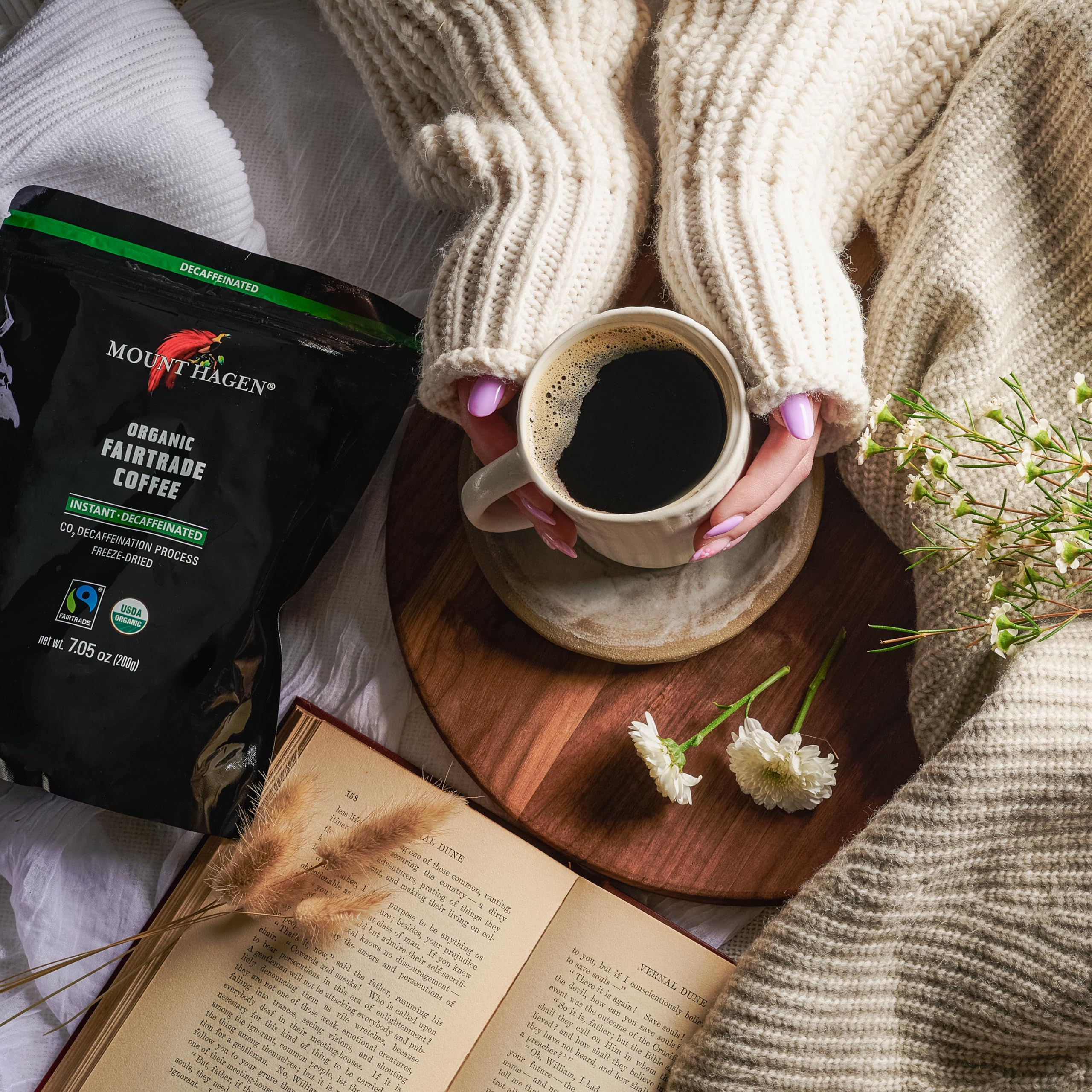 Mount Hagen resealable pouch in use for convenient brewing.