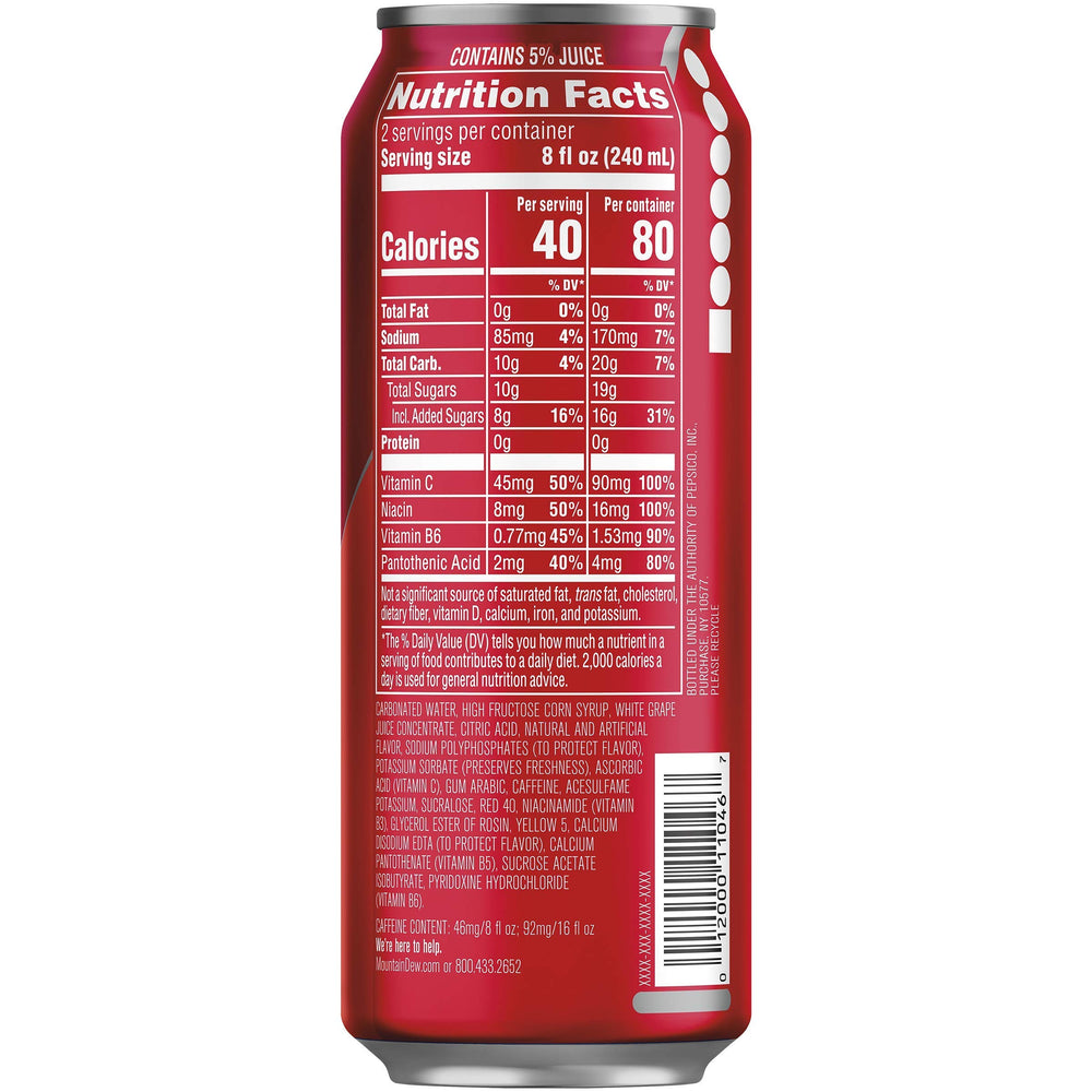 Pour of Mountain Dew Kickstart Fruit Punch with vibrant color for on-the-go sipping
