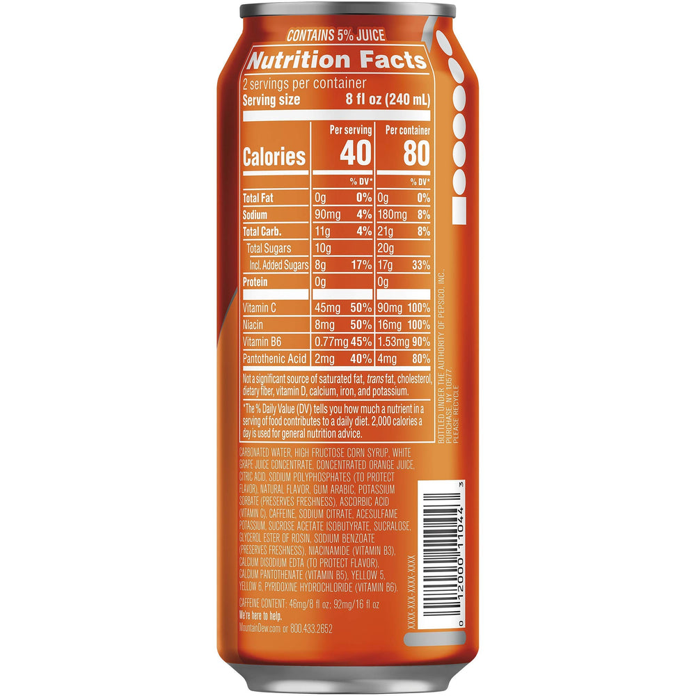 Pouring Mountain Dew Kickstart Orange Citrus into a glass for a refreshing break